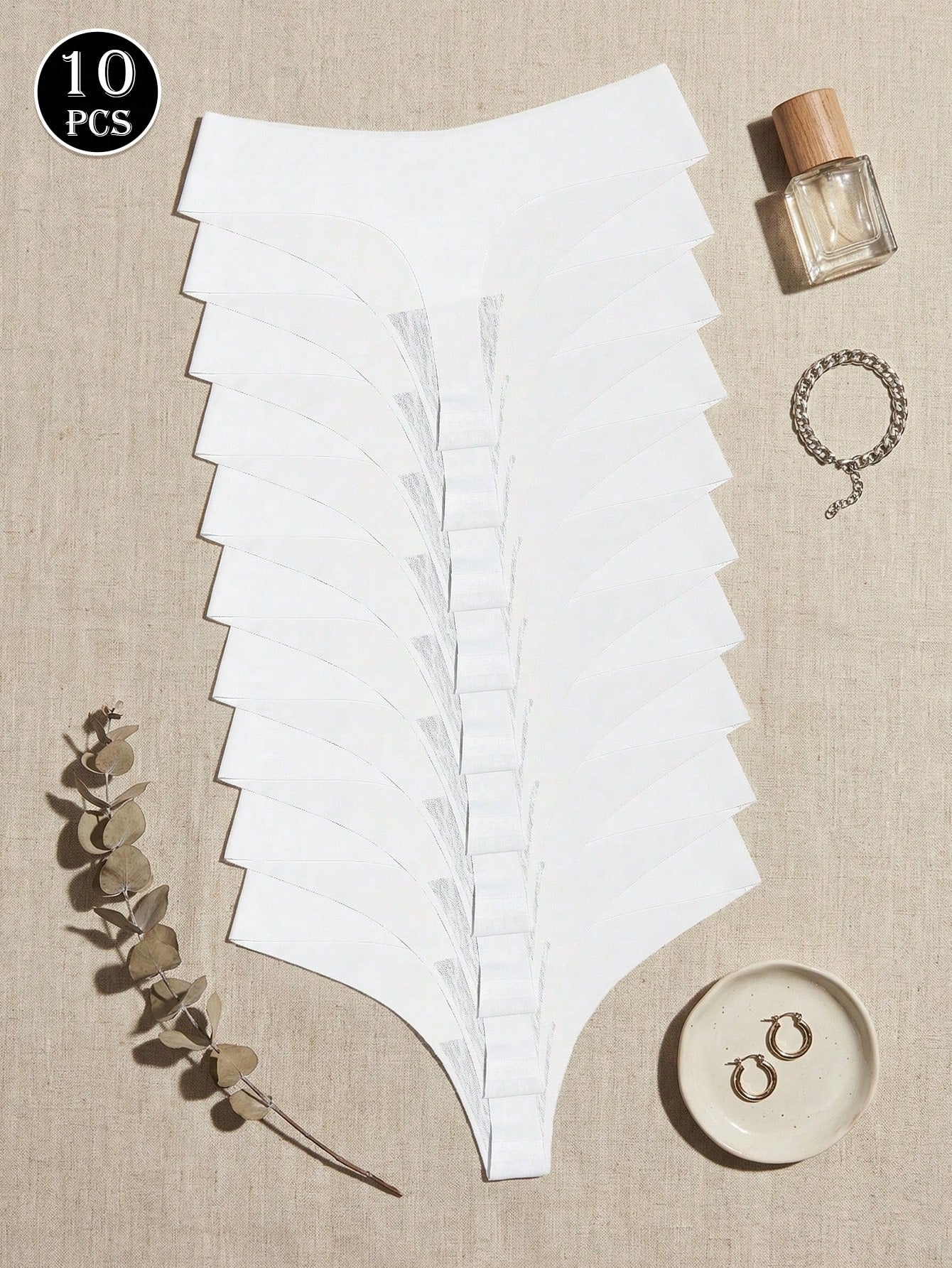 10-Pack Seamless Thong Panties | Low-Rise Stretch Nylon Blend | Maillard Tone Minimalist Colors