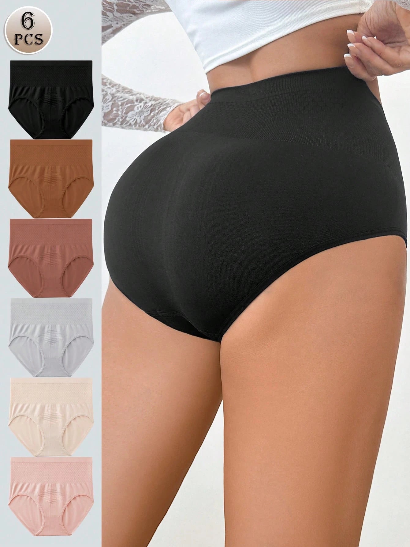 6-Pack High-Waisted Seamless Briefs | Soft Stretch Comfort | Everyday No-Show Underwear