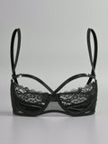 Sheer Lace Underwire Push-Up Bra | Contrast Sexy Lingerie Support Bra Top