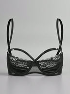 Sheer Lace Underwire Push-Up Bra | Contrast Sexy Lingerie Support Bra Top