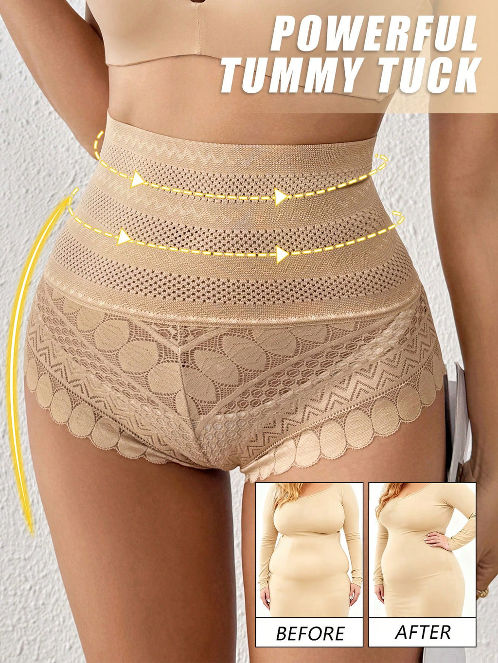 High-Waisted Tummy Control Shapewear Briefs – Seamless Butt Lifting & Waist Support Underwear