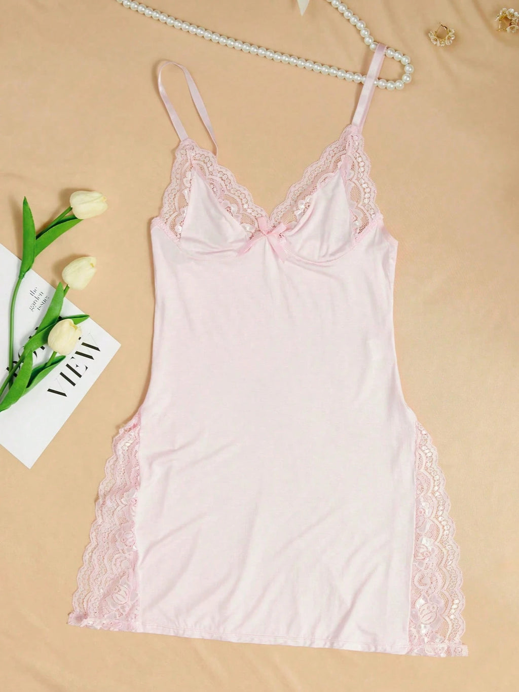 Milk Silk Lace-Trim Nightgown | Luxurious Wireless Chemise Sleepwear