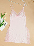 Milk Silk Lace-Trim Nightgown | Luxurious Wireless Chemise Sleepwear