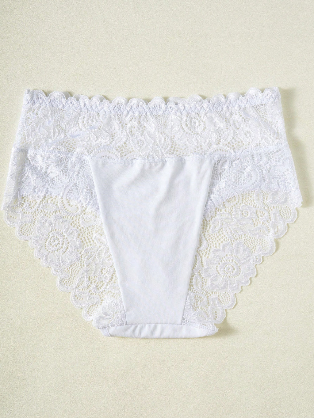White High Waist Lace Trim Panties | Women's Casual Underwear