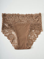 White High Waist Lace Trim Panties | Women's Casual Underwear