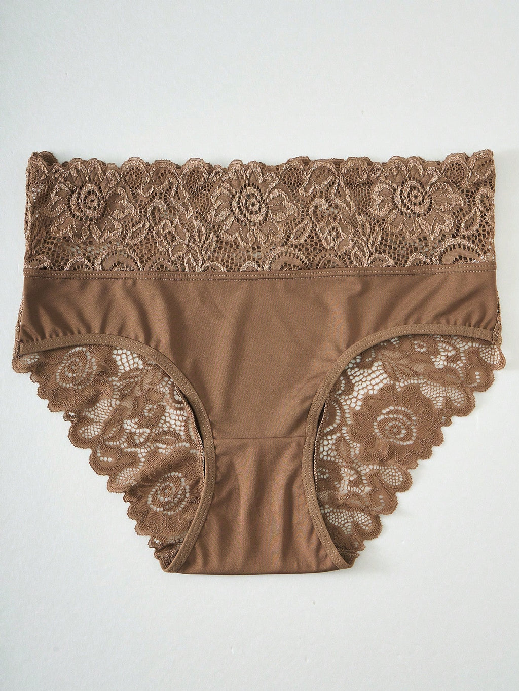 White High Waist Lace Trim Panties | Women's Casual Underwear