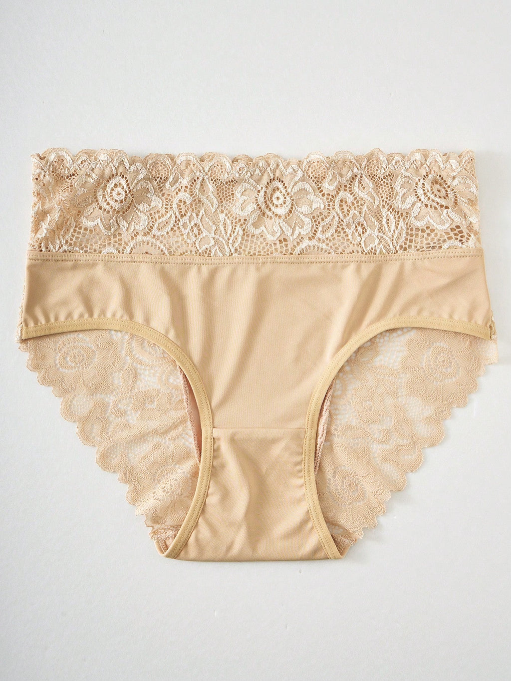 White High Waist Lace Trim Panties | Women's Casual Underwear