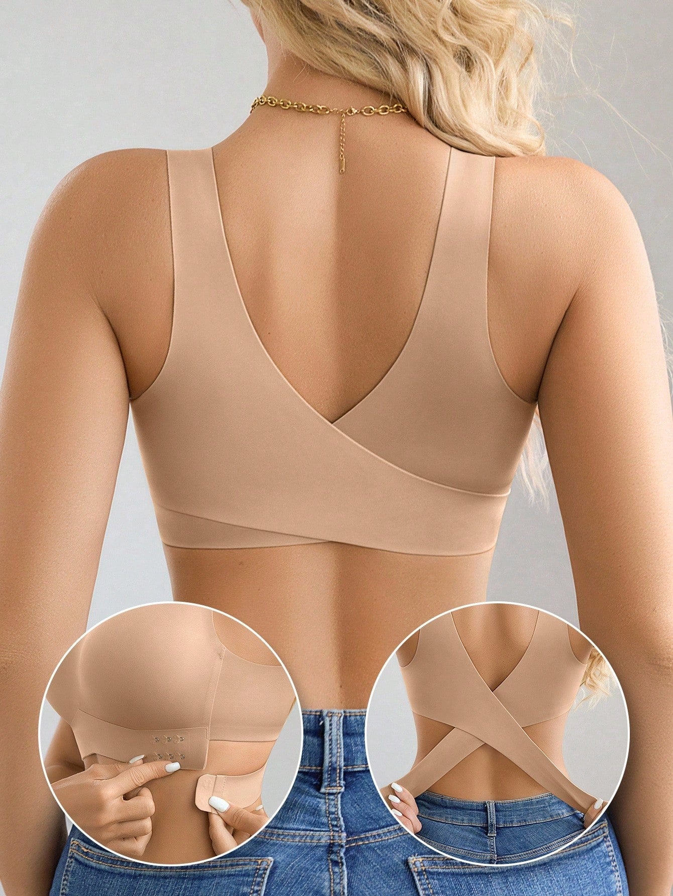Women’s Seamless Bandeau Bra | Crisscross Back | Front Closure | Breathable Comfort | No Padding Sports Bralette