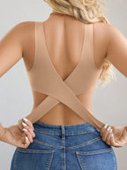 Women’s Seamless Bandeau Bra | Crisscross Back | Front Closure | Breathable Comfort | No Padding Sports Bralette