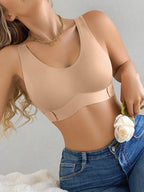 Women’s Seamless Bandeau Bra | Crisscross Back | Front Closure | Breathable Comfort | No Padding Sports Bralette