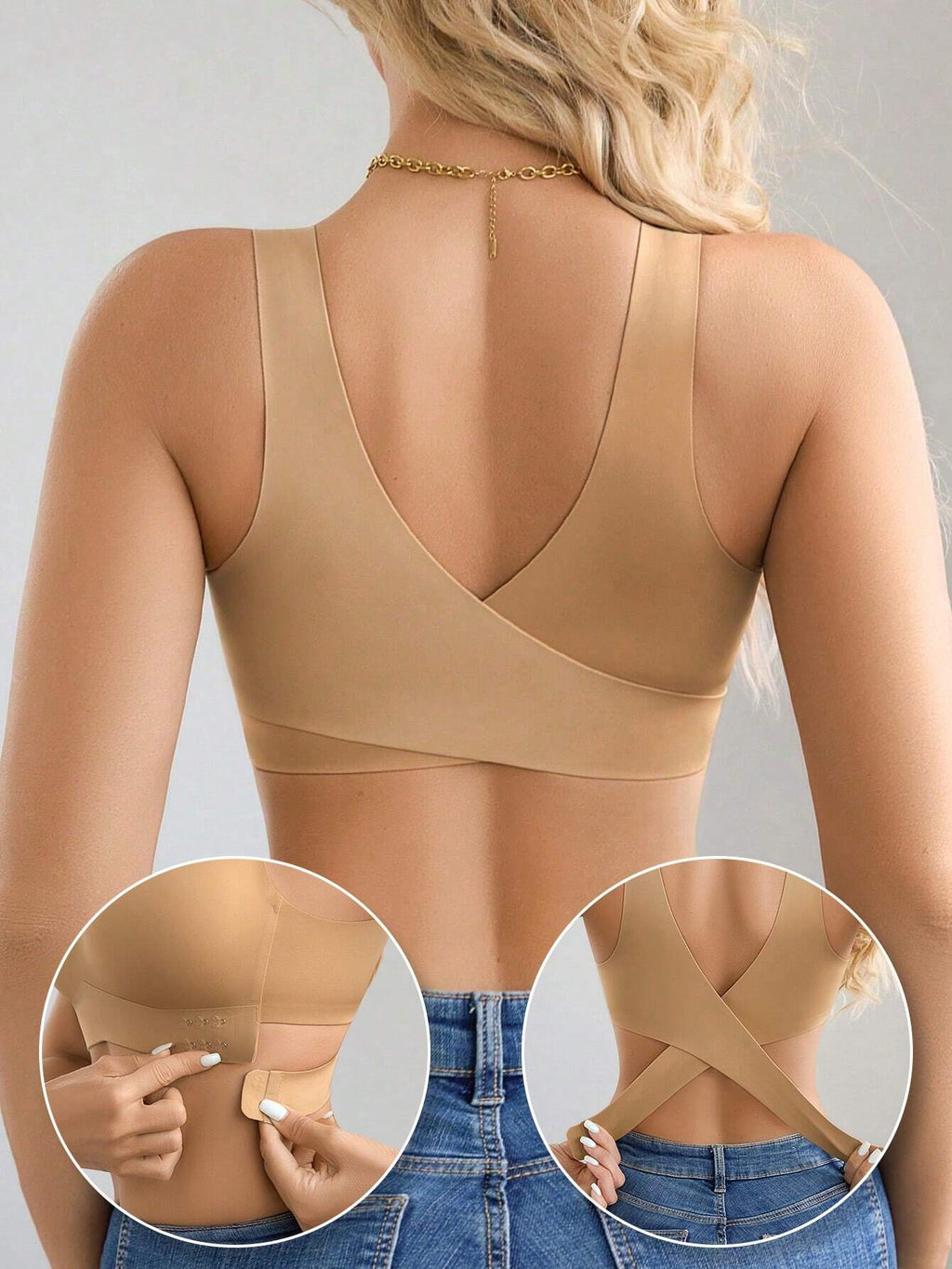 Women’s Seamless Bandeau Bra | Crisscross Back | Front Closure | Breathable Comfort | No Padding Sports Bralette