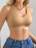 Women’s Seamless Bandeau Bra | Crisscross Back | Front Closure | Breathable Comfort | No Padding Sports Bralette