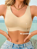Women’s Seamless Bandeau Bra | Crisscross Back | Front Closure | Breathable Comfort | No Padding Sports Bralette