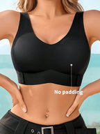Women’s Seamless Bandeau Bra | Crisscross Back | Front Closure | Breathable Comfort | No Padding Sports Bralette
