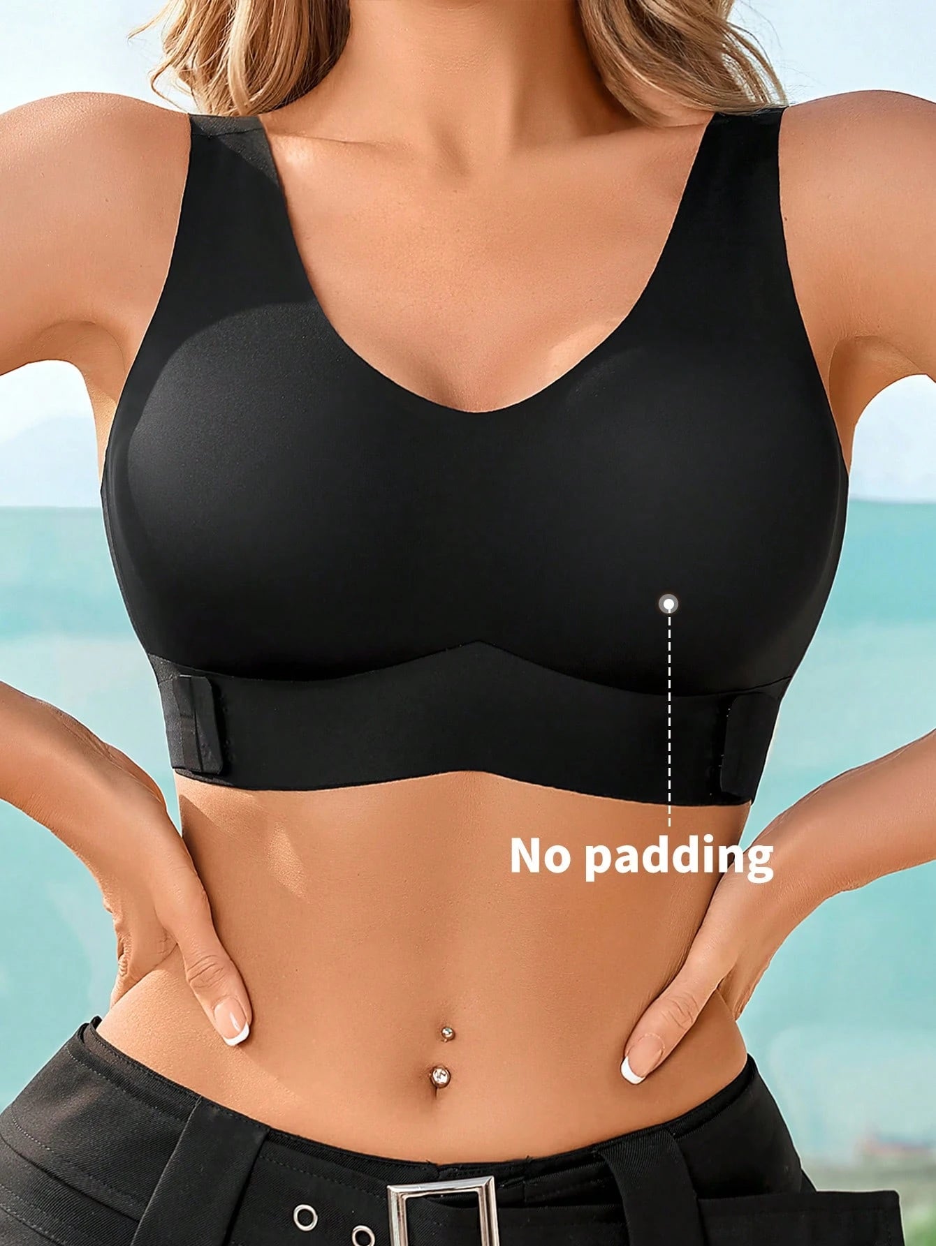 Women’s Seamless Bandeau Bra | Crisscross Back | Front Closure | Breathable Comfort | No Padding Sports Bralette