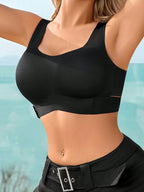 Women’s Seamless Bandeau Bra | Crisscross Back | Front Closure | Breathable Comfort | No Padding Sports Bralette