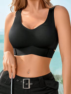 Women’s Seamless Bandeau Bra | Crisscross Back | Front Closure | Breathable Comfort | No Padding Sports Bralette