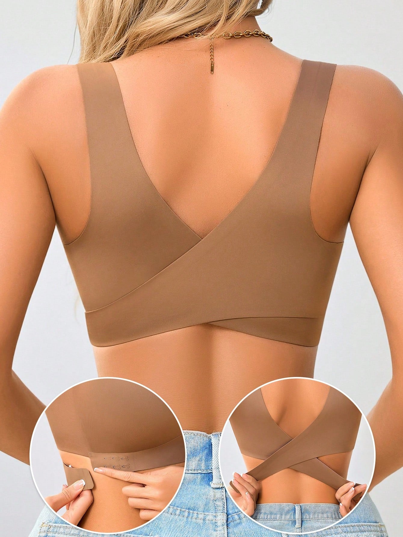 Women’s Seamless Bandeau Bra | Crisscross Back | Front Closure | Breathable Comfort | No Padding Sports Bralette