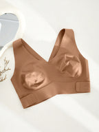 Women’s Seamless Bandeau Bra | Crisscross Back | Front Closure | Breathable Comfort | No Padding Sports Bralette