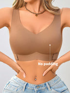 Women’s Seamless Bandeau Bra | Crisscross Back | Front Closure | Breathable Comfort | No Padding Sports Bralette