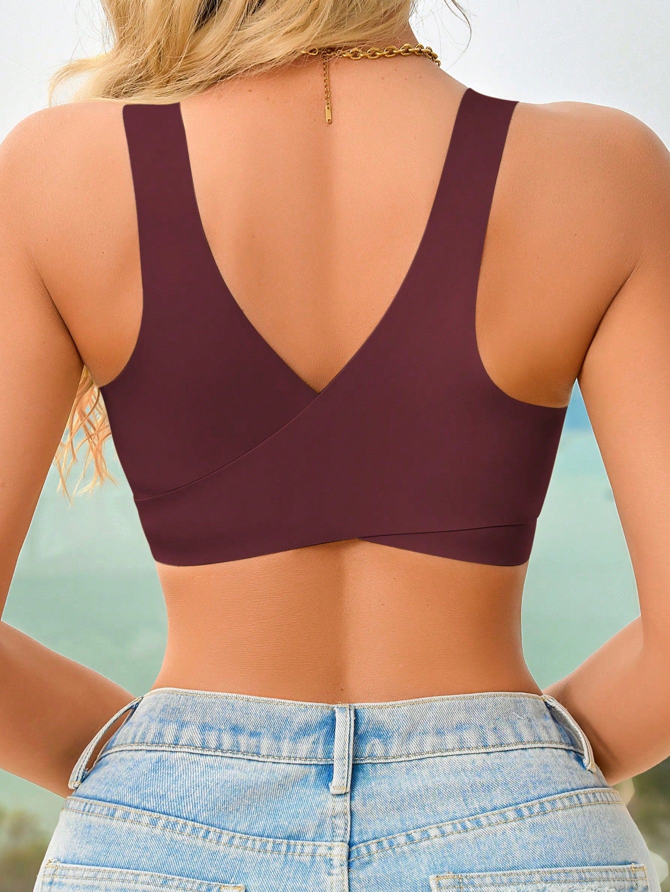 Women’s Seamless Bandeau Bra | Crisscross Back | Front Closure | Breathable Comfort | No Padding Sports Bralette