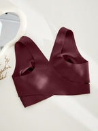 Women’s Seamless Bandeau Bra | Crisscross Back | Front Closure | Breathable Comfort | No Padding Sports Bralette