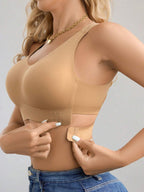 Women’s Seamless Bandeau Bra | Crisscross Back | Front Closure | Breathable Comfort | No Padding Sports Bralette