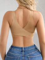 Women’s Seamless Bandeau Bra | Crisscross Back | Front Closure | Breathable Comfort | No Padding Sports Bralette