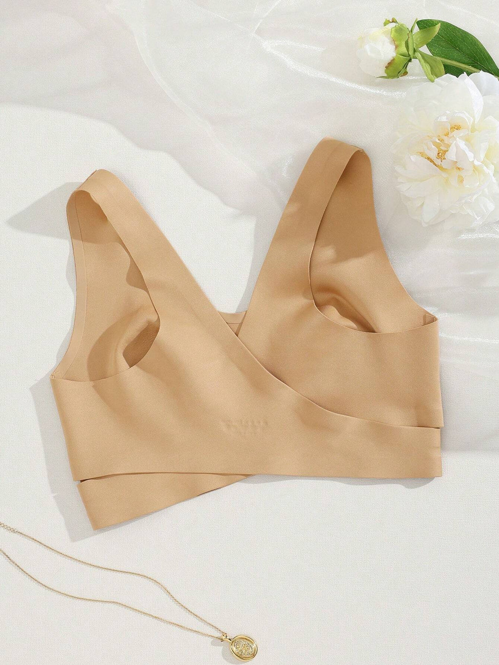 Women’s Seamless Bandeau Bra | Crisscross Back | Front Closure | Breathable Comfort | No Padding Sports Bralette