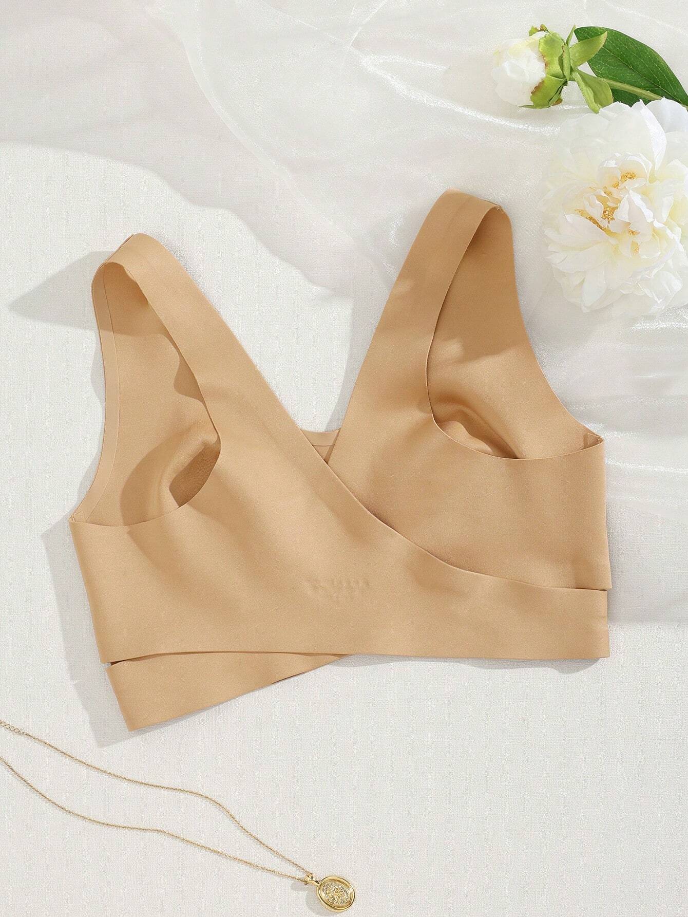 Women’s Seamless Bandeau Bra | Crisscross Back | Front Closure | Breathable Comfort | No Padding Sports Bralette