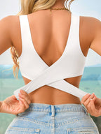 Women’s Seamless Bandeau Bra | Crisscross Back | Front Closure | Breathable Comfort | No Padding Sports Bralette