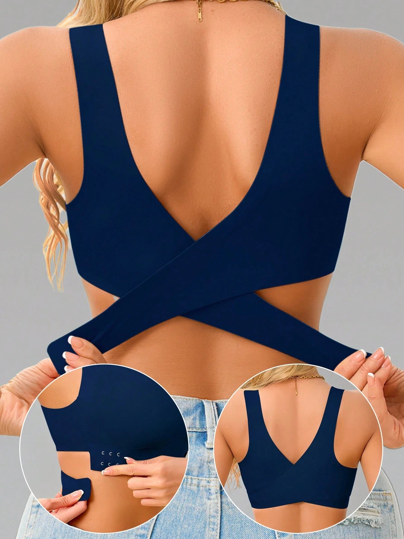 Women’s Seamless Bandeau Bra | Crisscross Back | Front Closure | Breathable Comfort | No Padding Sports Bralette