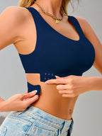 Women’s Seamless Bandeau Bra | Crisscross Back | Front Closure | Breathable Comfort | No Padding Sports Bralette
