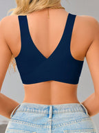 Women’s Seamless Bandeau Bra | Crisscross Back | Front Closure | Breathable Comfort | No Padding Sports Bralette