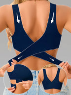 Women’s Seamless Bandeau Bra | Crisscross Back | Front Closure | Breathable Comfort | No Padding Sports Bralette