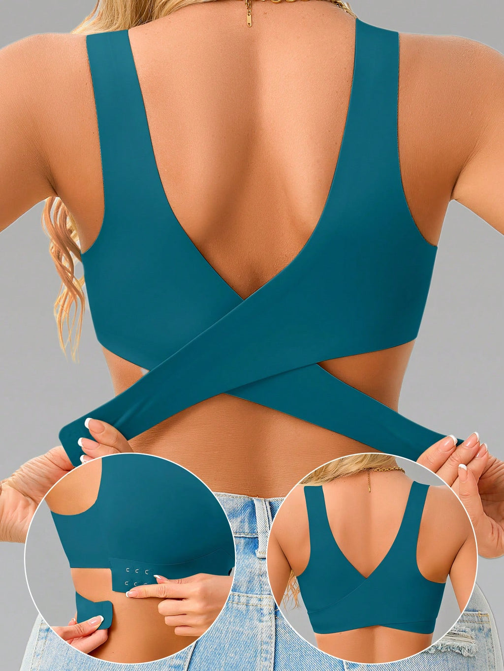 Women’s Seamless Bandeau Bra | Crisscross Back | Front Closure | Breathable Comfort | No Padding Sports Bralette