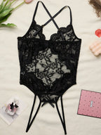 Women’s Sheer Lace Bodysuit with Figure-Hugging Fit