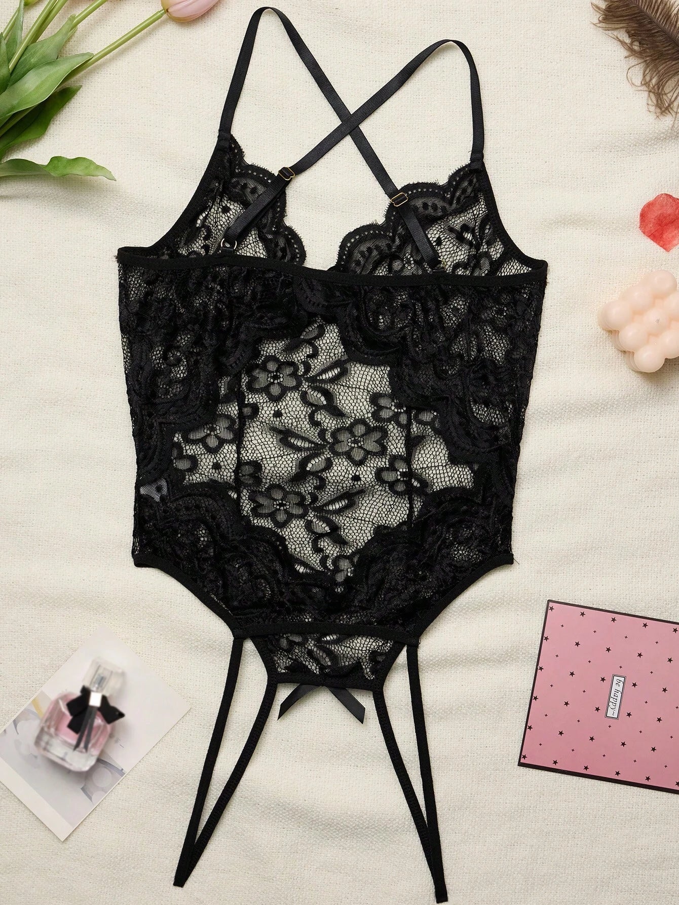 Women’s Sheer Lace Bodysuit with Figure-Hugging Fit