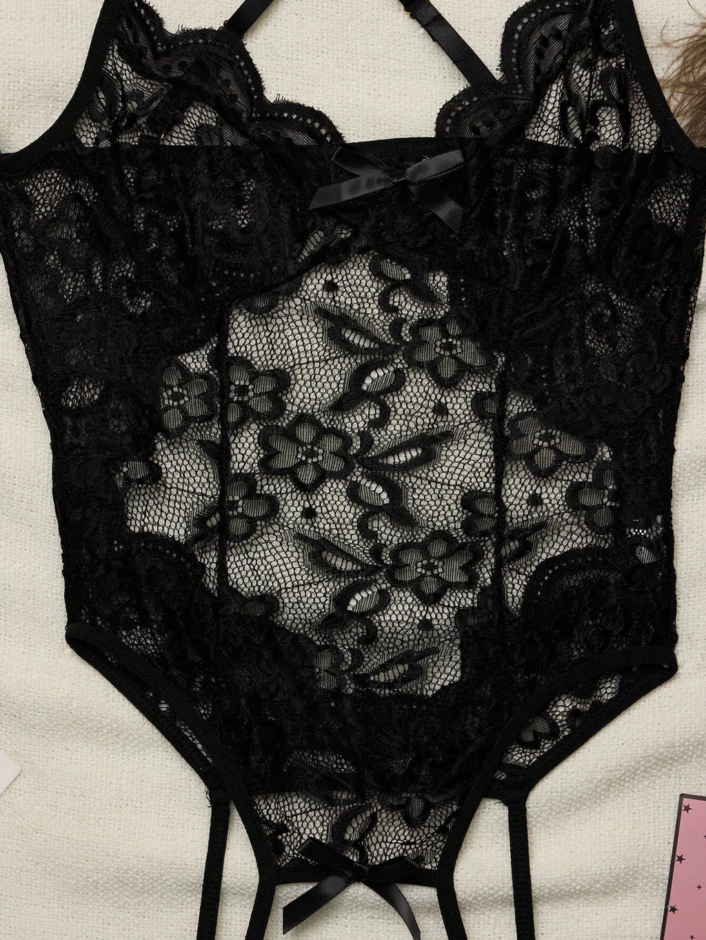 Women’s Sheer Lace Bodysuit with Figure-Hugging Fit