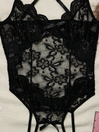 Women’s Sheer Lace Bodysuit with Figure-Hugging Fit