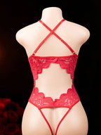 Women’s Sheer Lace Bodysuit with Figure-Hugging Fit