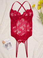 Women’s Sheer Lace Bodysuit with Figure-Hugging Fit
