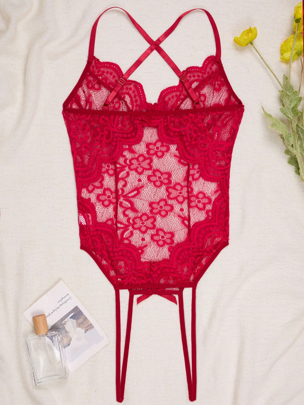 Women’s Sheer Lace Bodysuit with Figure-Hugging Fit