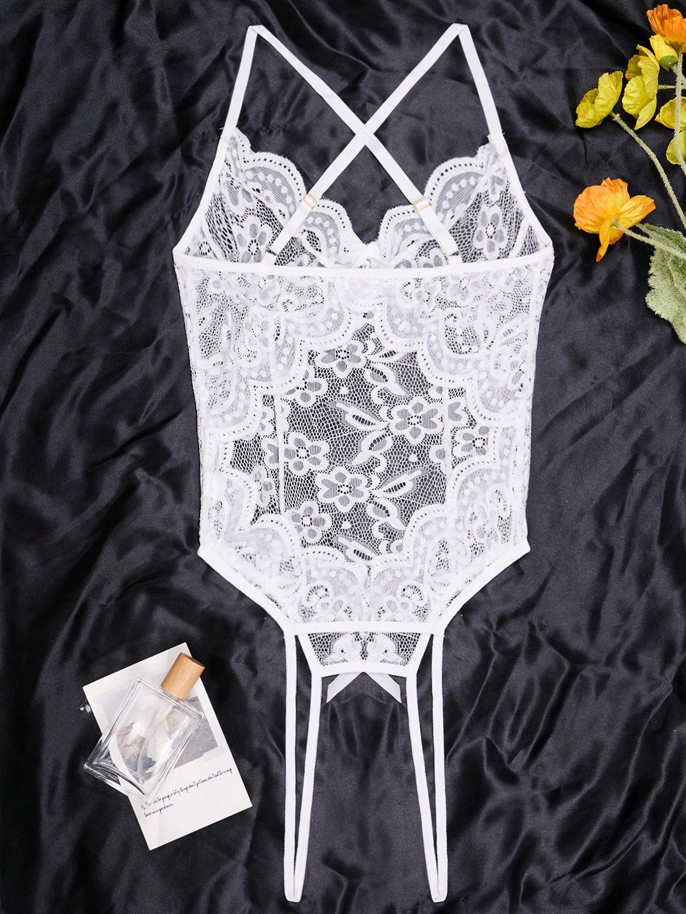 Women’s Sheer Lace Bodysuit with Figure-Hugging Fit