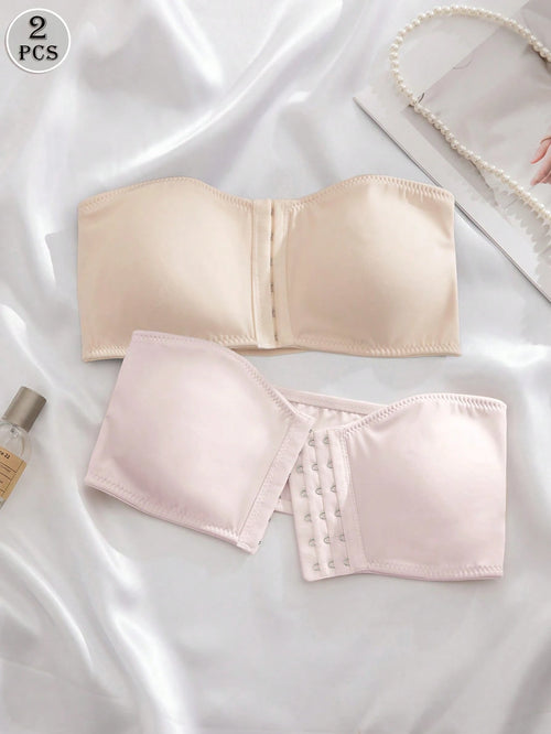 2-Pack Women’s Front Closure Padded Bras | Multicolor Comfort Bras | Easy Front Fastening | Soft Support Everyday Lingerie