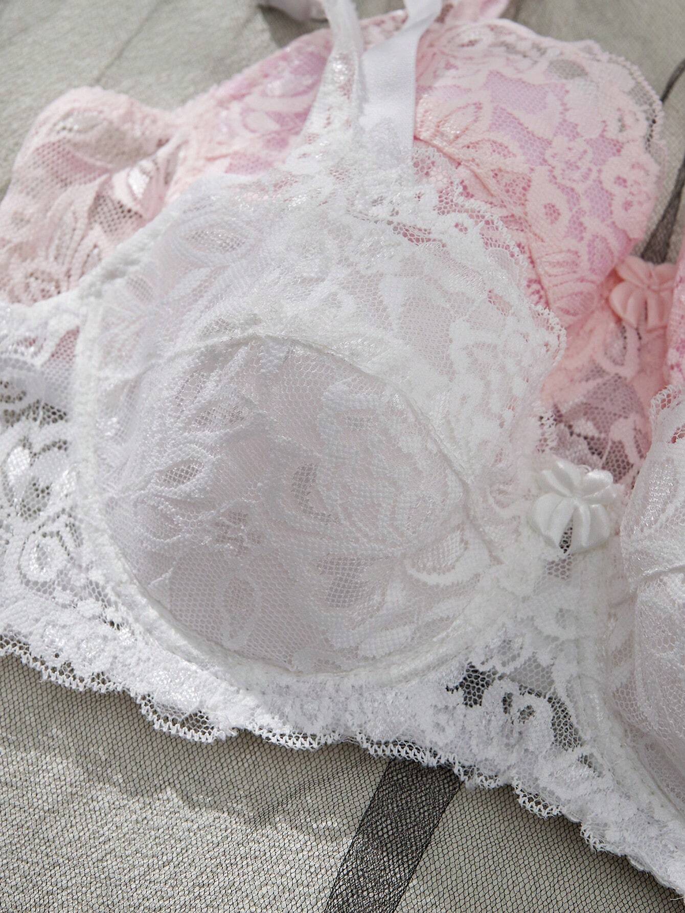 Women’s 2-Piece Floral Lace Underwire Bra Set | Sexy Sheer Lingerie Push-Up Bras