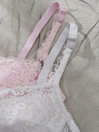 Women’s 2-Piece Floral Lace Underwire Bra Set | Sexy Sheer Lingerie Push-Up Bras
