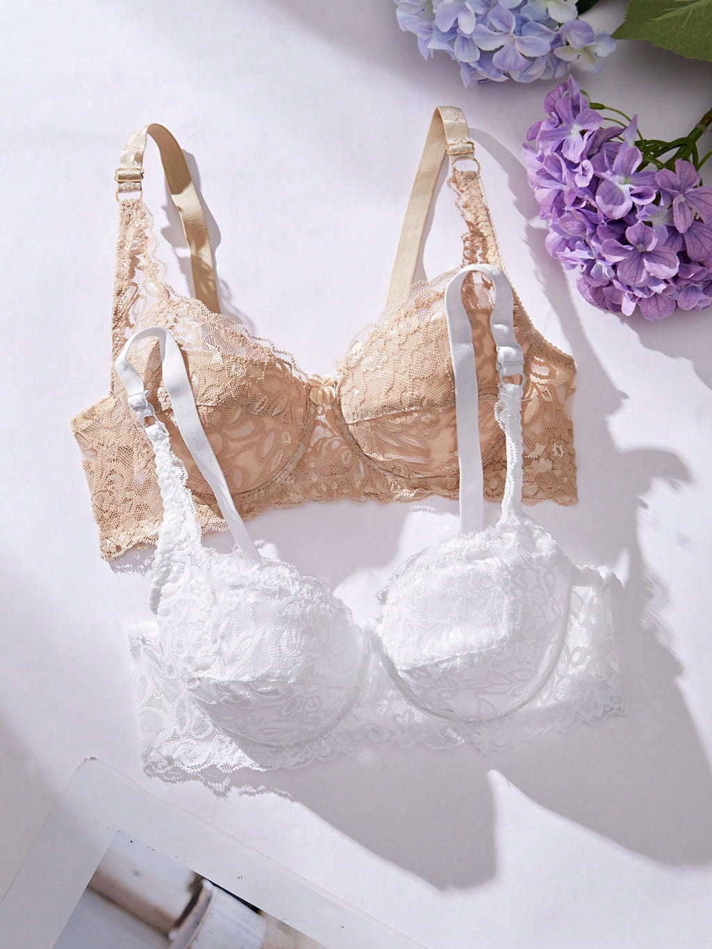 Women’s 2-Piece Floral Lace Underwire Bra Set | Sexy Sheer Lingerie Push-Up Bras