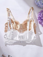 Women’s 2-Piece Floral Lace Underwire Bra Set | Sexy Sheer Lingerie Push-Up Bras