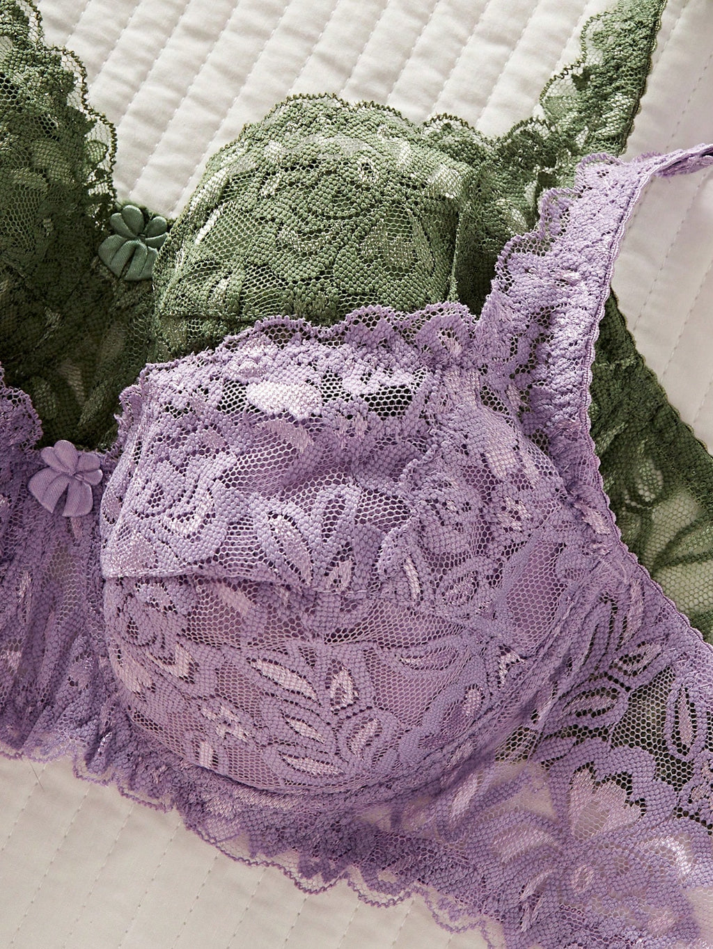 Women’s 2-Piece Floral Lace Underwire Bra Set | Sexy Sheer Lingerie Push-Up Bras